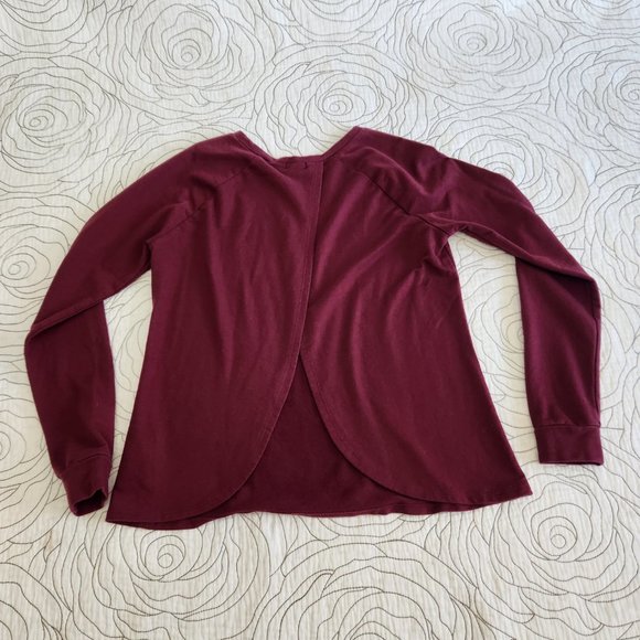 GUESS [XS] Burgundy Long Sleeved Crew Neck Open Back Guess Sweater - Picture 2 of 8